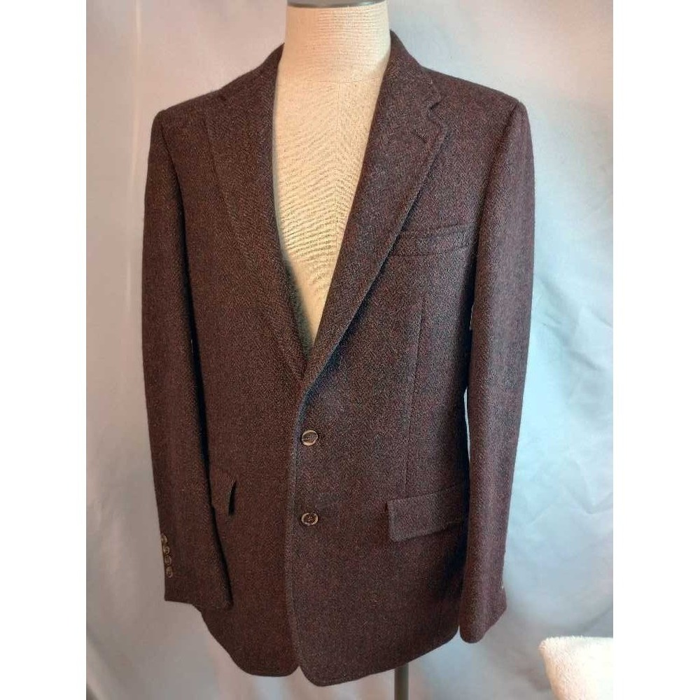 Harris Tweed Jacket 100% Pure Scottish Wool Men's Blazer Size 40 Tailored USA